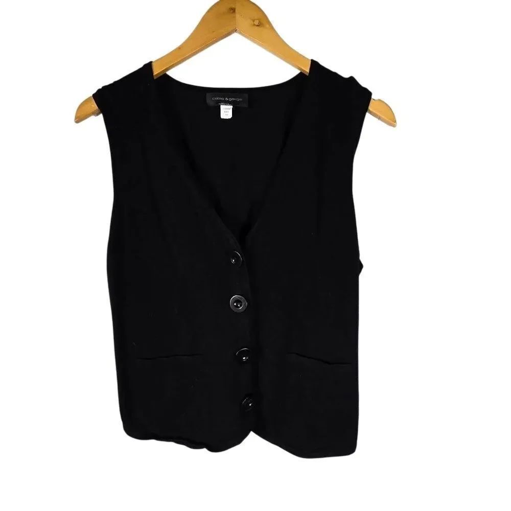 Cable & Gauge Black Button‑Front Vest Size L